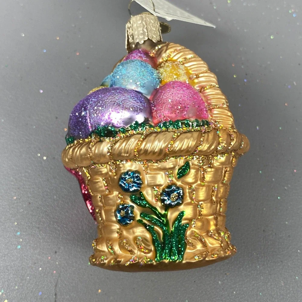 Old World Christmas Glass Holiday Ornaments Ballerina Bear & Easter Basket Set